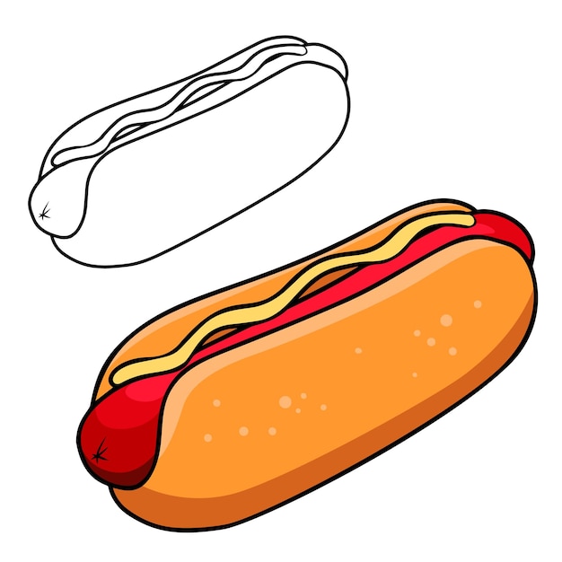 Illustration of hot dog in engraving style design element for poster label sign emblem menu vector illustration