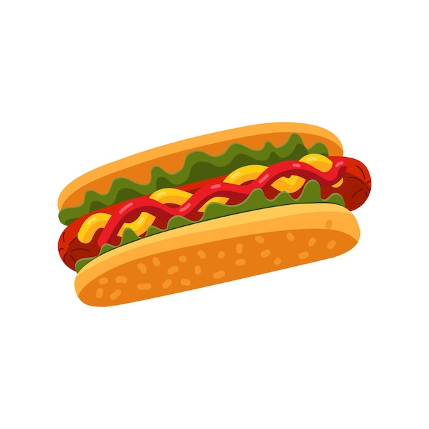Иллюстрация вектора хот-дога на белом фоне