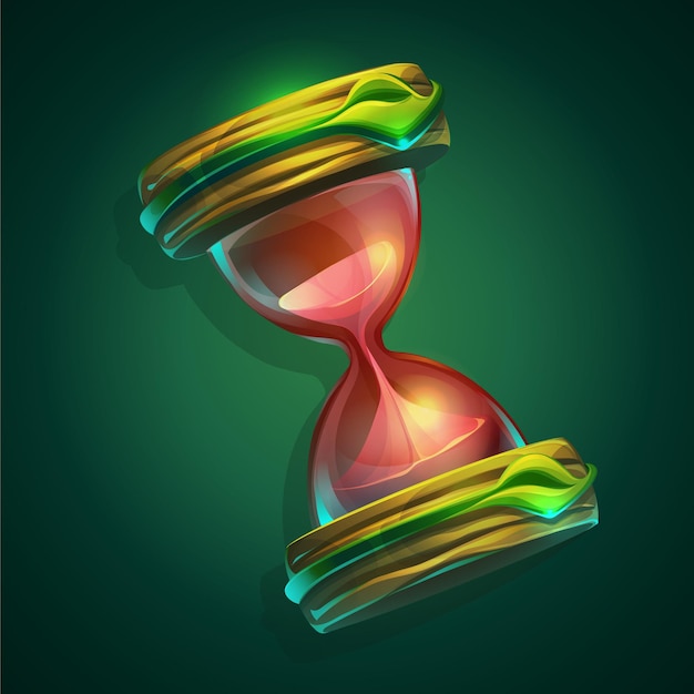 Illustration a hourglass on green background