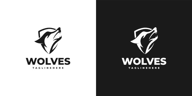 Illustration of howling wolf logo design