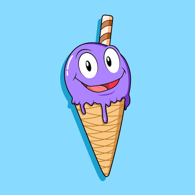 Vector illustration of an ice cream character cartoon