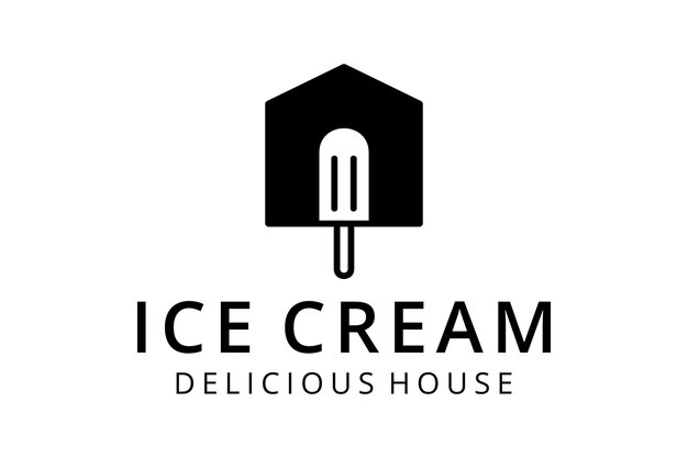 Illustration ice cream food drink cold with house sign logo design template