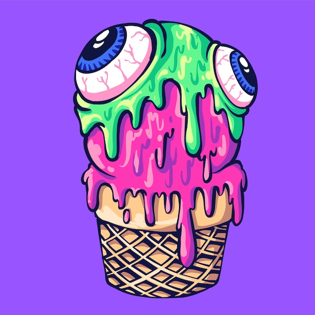 Vector illustration of ice cream in a melting style