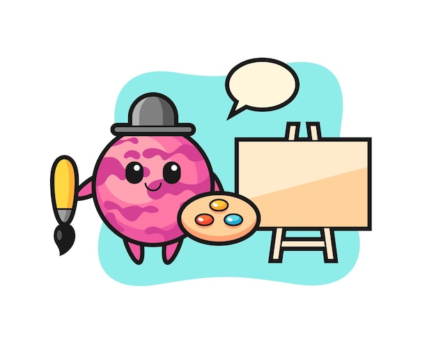 Illustration of ice cream scoop mascot as a painter