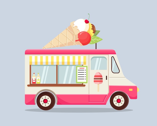 Vector illustration of an ice cream truck.