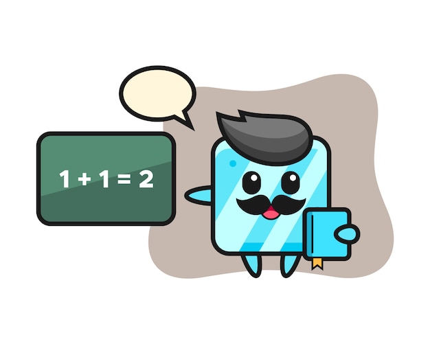 Illustration of ice cube character as a teacher