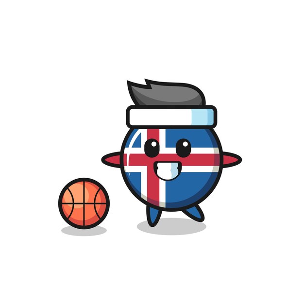 L'illustrazione del fumetto della bandiera dell'islanda sta giocando a basket