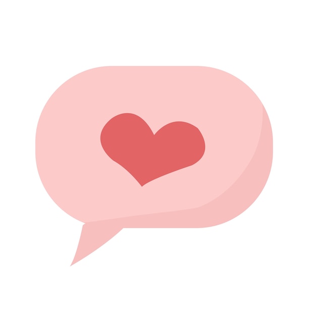 Illustration icon of pink message notification with heart