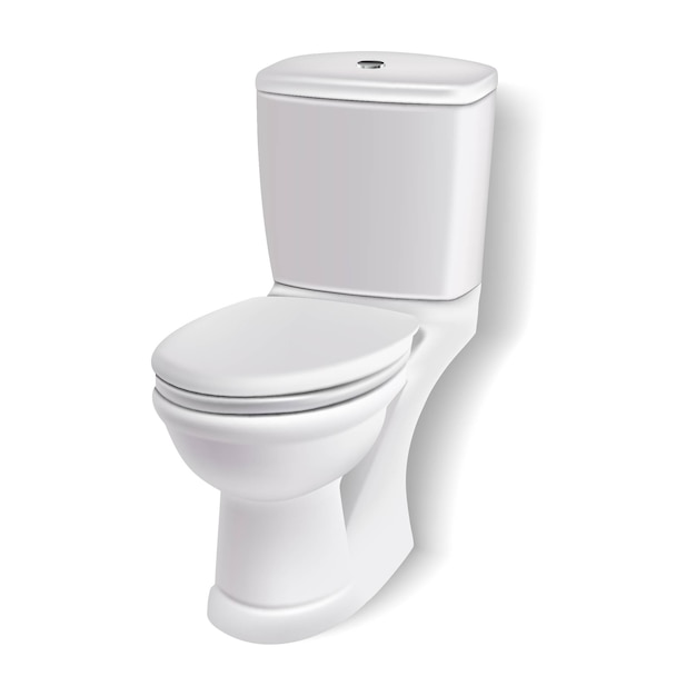 Vector illustration icon of a white porcelain toilet sit with a cover.