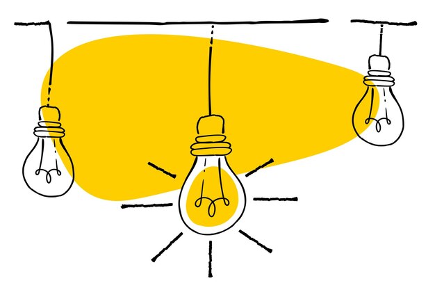 Illustration of an idea lightbulb connected to an electrical cable Creative Idea Concept of simplif