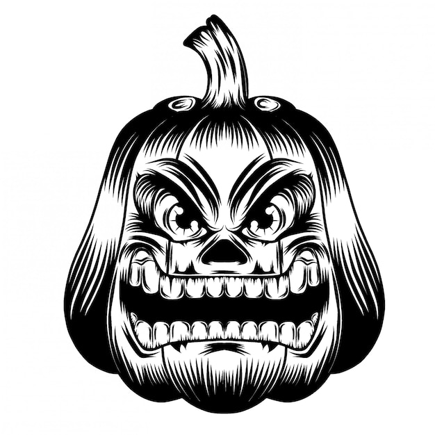 Vector illustration illustration with pumpkins big mouth and eyes