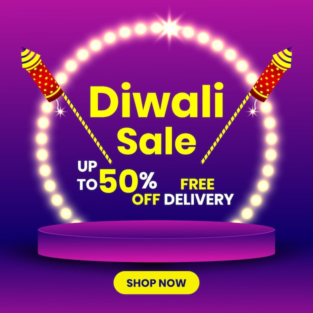 Illustration of india biggest festival happy diwali sale banner poster
