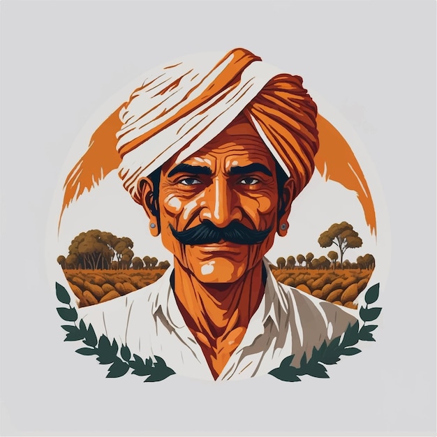 Illustration of indian farmer face vector