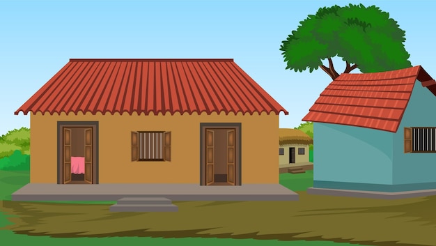 Illustration of indian house vector artvillage houseindian village background for cartoon