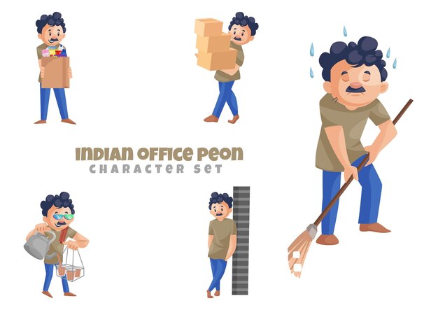 Illustration of Indian office peon character set