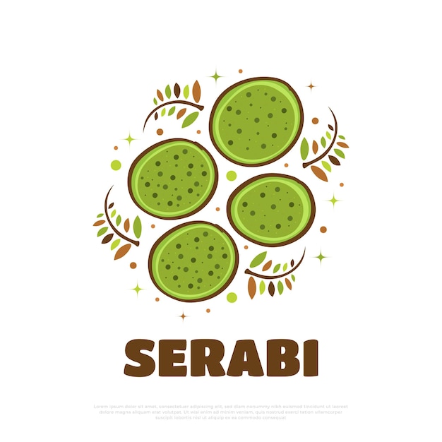 Illustration of Indonesian Food Named Serabi Indonesian Pancake Made From Rice Flour and Coconut Milk with Leaf Plate