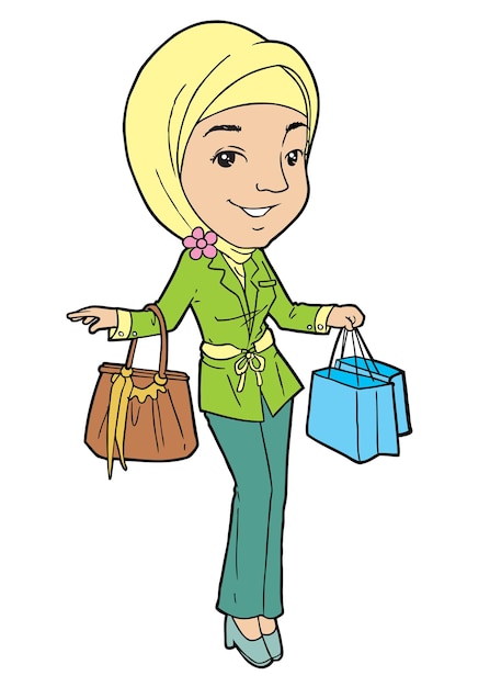 Illustration of Indonesian muslim woman