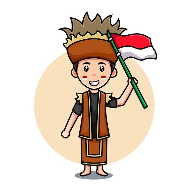 Illustration of Indonesian people's design using traditional clothes for the Pancasila day icon