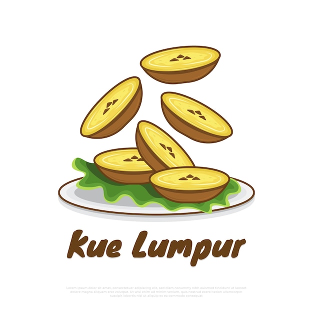 Illustrazione del cibo tradizionale indonesiano chiamato kue lumpur snack indonesiani disegnati a mano