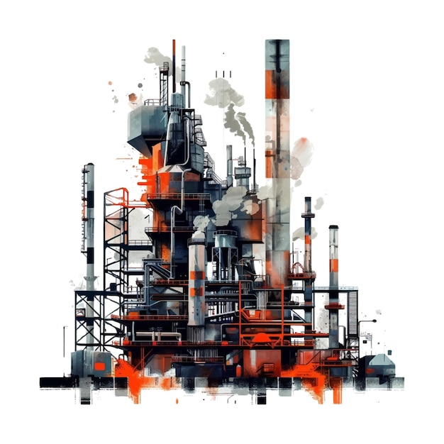Vector illustration of an industrial factory on a white background