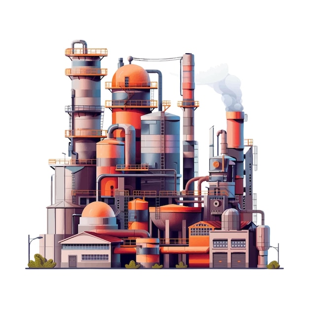 Illustration of an industrial factory on a white background