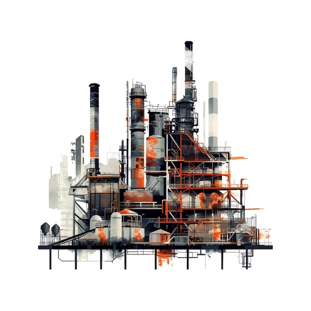 Vettore illustrazione di una fabbrica industriale su uno sfondo bianco