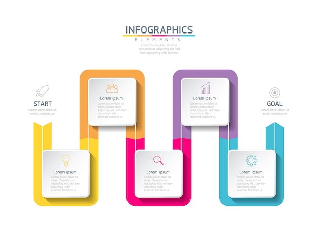 Illustration infographic design template business information presentation chart with 5 steps
