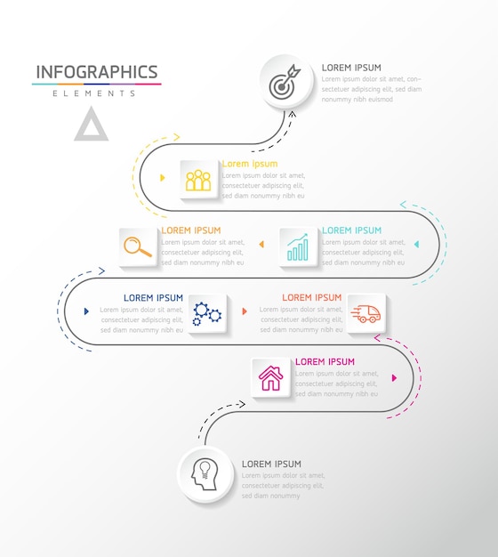 Illustrazione infografica modello di progettazione diagramma di presentazione delle informazioni aziendali