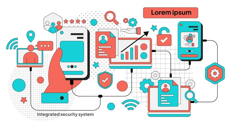Vector illustration integrated process system for web and application mobile phone