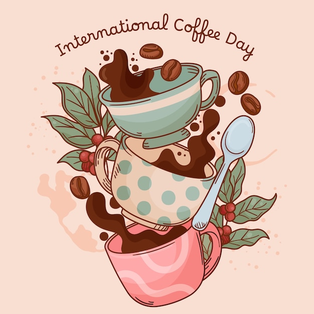 Vettore illustrazione per la celebrazione della giornata internazionale del caffè