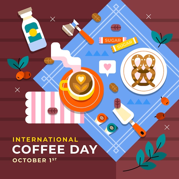 Illustration for international coffee day celebration