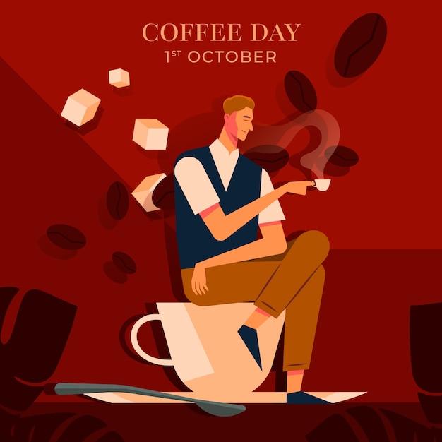 Illustration for international coffee day celebration