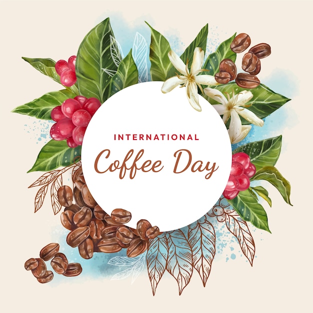 국제 커피의 날 축하를 위한 일러스트레이션