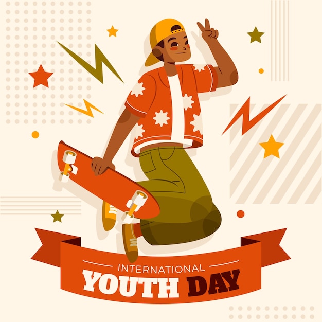 国際青少年の日のお祝いのイラスト