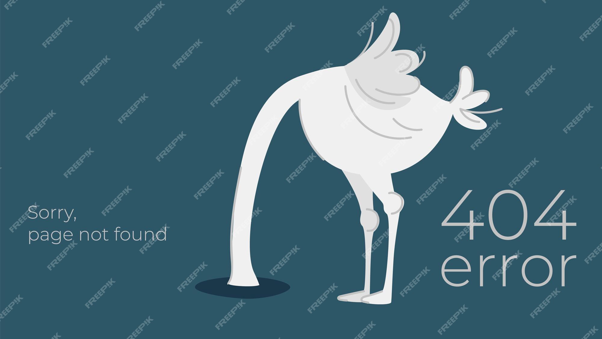 Premium Vector | Illustration of internet connection problem concept. 404  error page not found isolated in black background. the ostrich will bury  its head in the sand ignoring the problems. funny vector illustration.