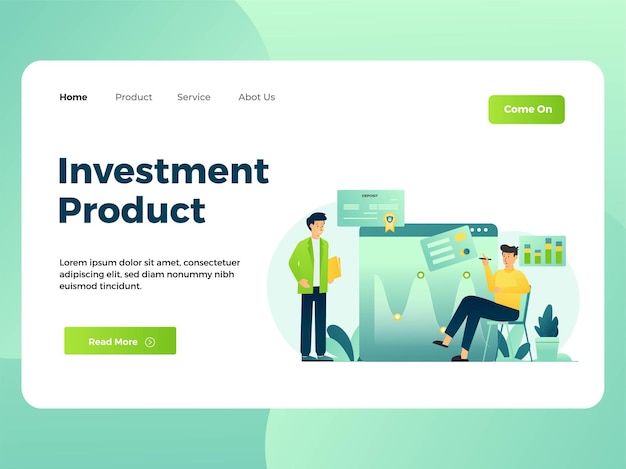 Vector illustration of an investor doing market analysis landing page template