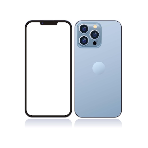 Vettore illustrazione del vettore modificabile del modello di mockup di colore blu oceano di iphone 13 pro max