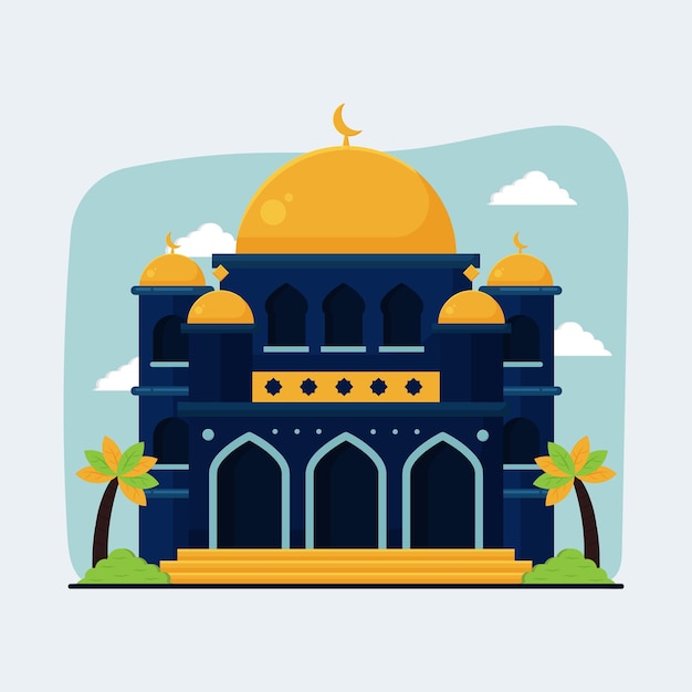 Illustration of Islamic Building Mosque in Flat Illustration