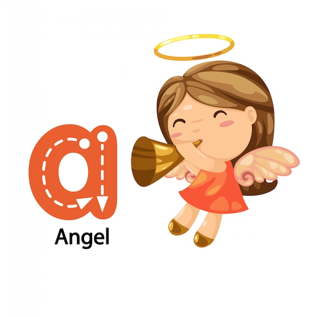 Illustration isolated ALPHABET LETTER A-Angel