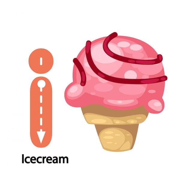 Illustrazione isolata lettera d'alfabeto i -ice crema