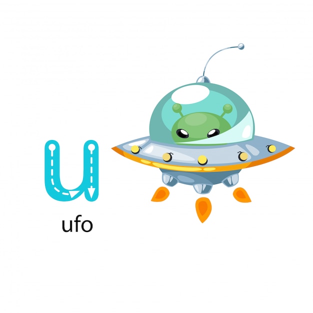 Illustration isolated alphabet letter u-ufo