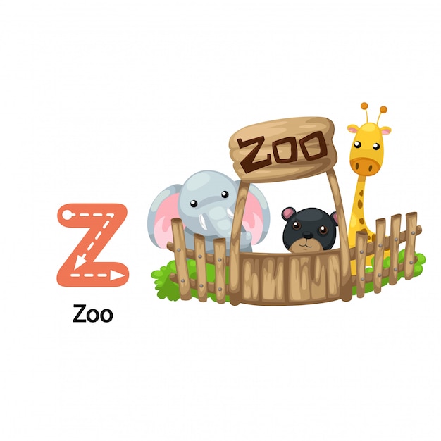 Illustration isolated alphabet letter z-zoo