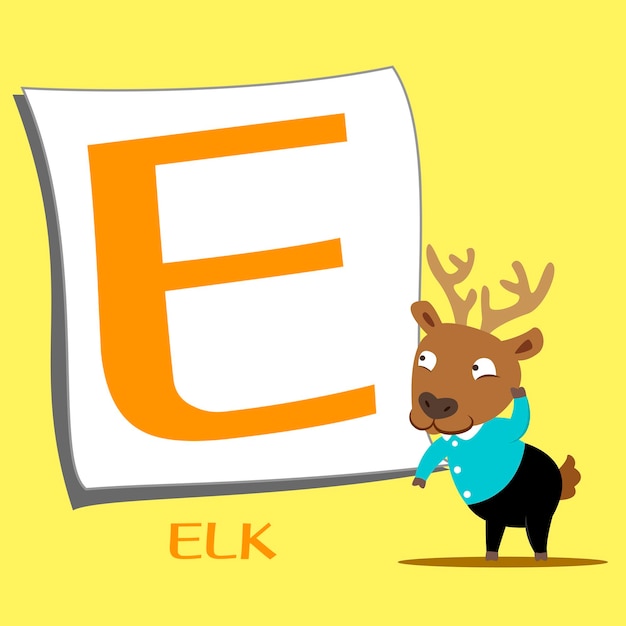 Vector illustration of isolated animal alphabet e with elk