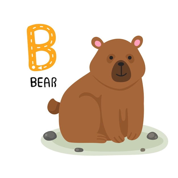 Иллюстрация изолированных животных буквы алфавита bbear