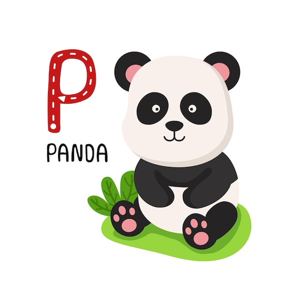 イラスト分離動物アルファベット文字 PPanda