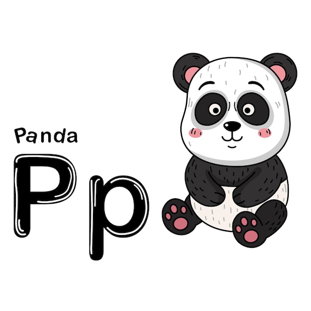 일러스트레이션 고립 된 동물 알파 글자 PPanda