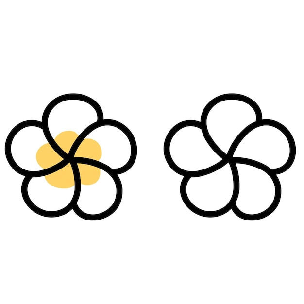 Illustration of isolated colorful and black and white yellow flower