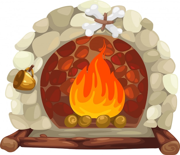 Vector illustration of isolated  fireplace on white background