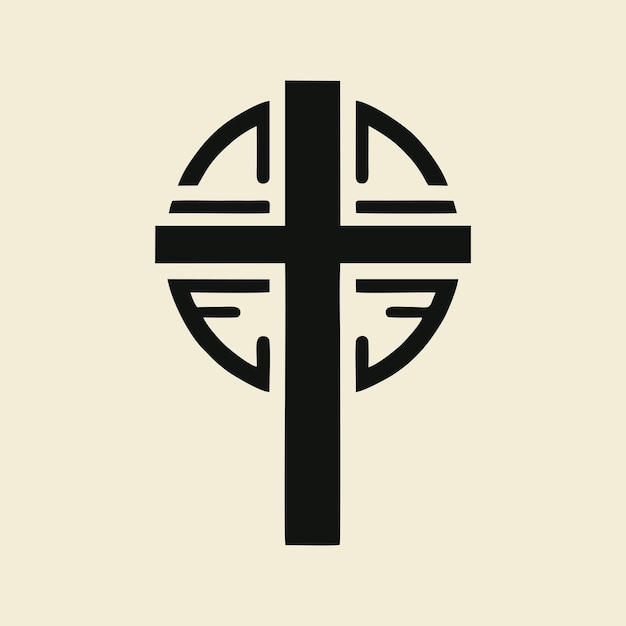 孤立した灰色のクリスチャン・クロス・アイコンのロゴのイラスト