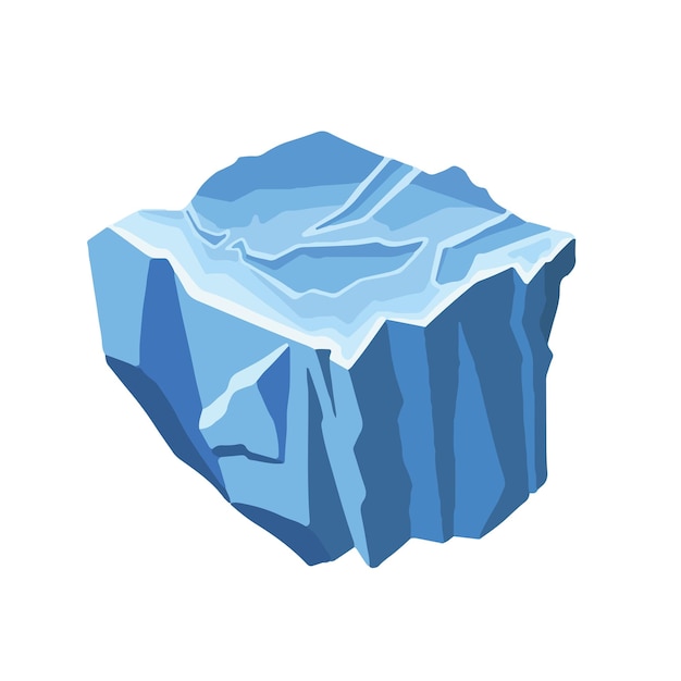 Vector illustration of an isometric island made of ice a piece of icy land